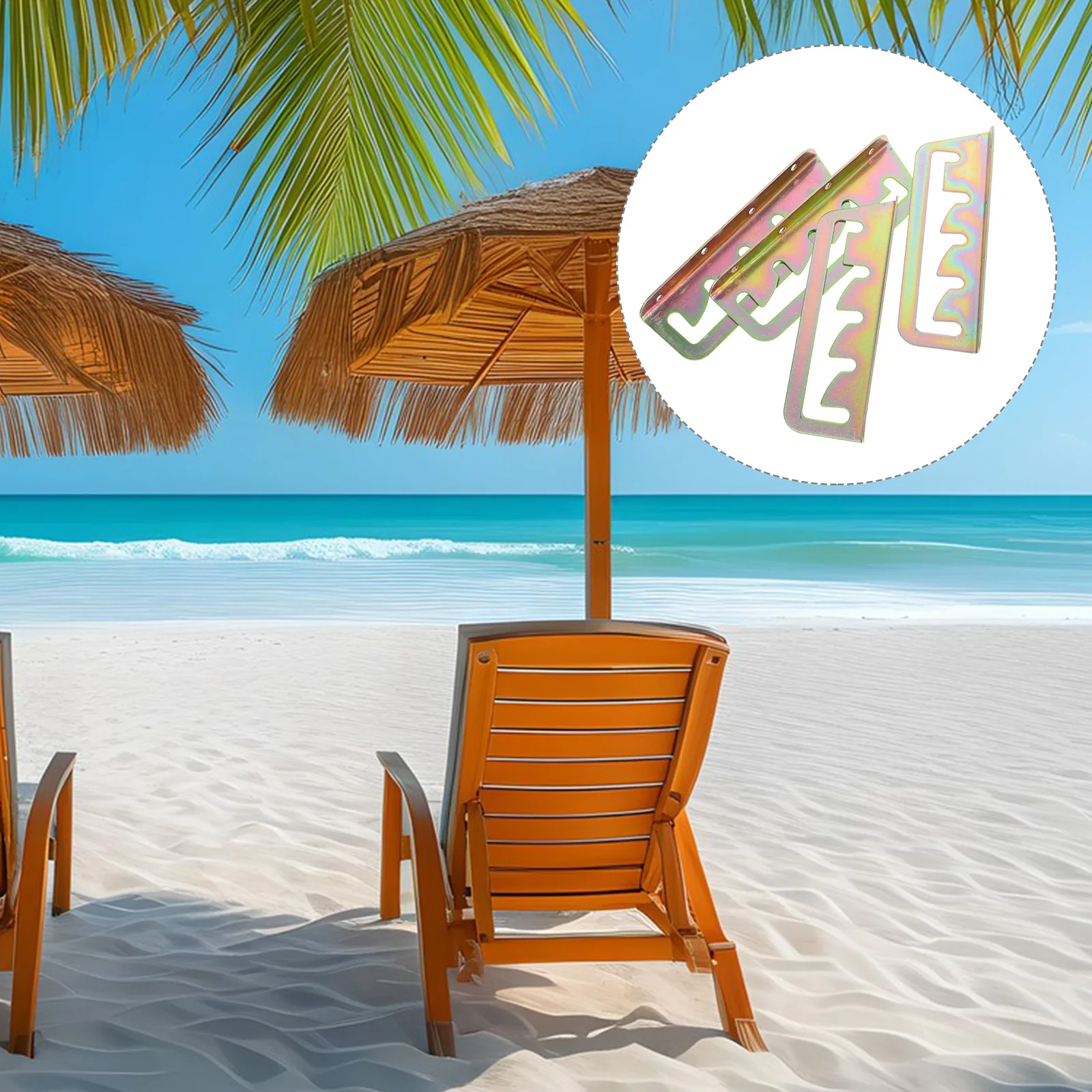 

2 Sets Brackets For Outdoor Chaise Lounge Chairs Adjustable Back Support 5-Position Golden High Strength Durable Easy Install