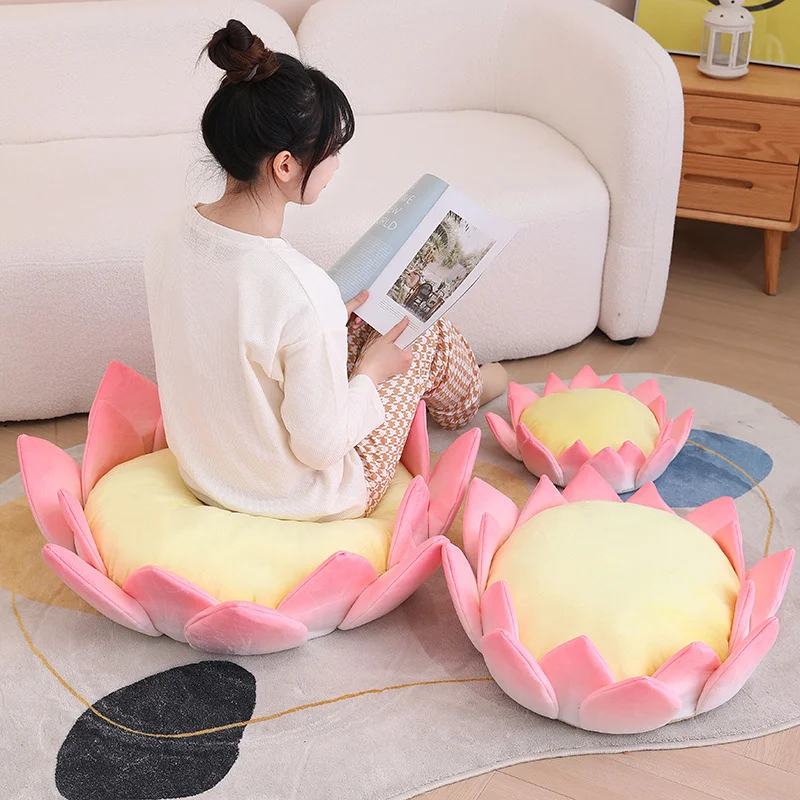 Cojín de felpa con diseño de flor de loto rosa, almohada suave de 20-80cm para sofá cama, decoración para dormir