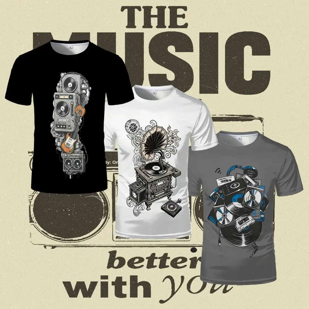 

Vintage Vinyl Record 3D Print T-shirt Fashion Hip-hop Rock Band Style Streetwear Unisex Breathable Quick-drying Round Neck Tops