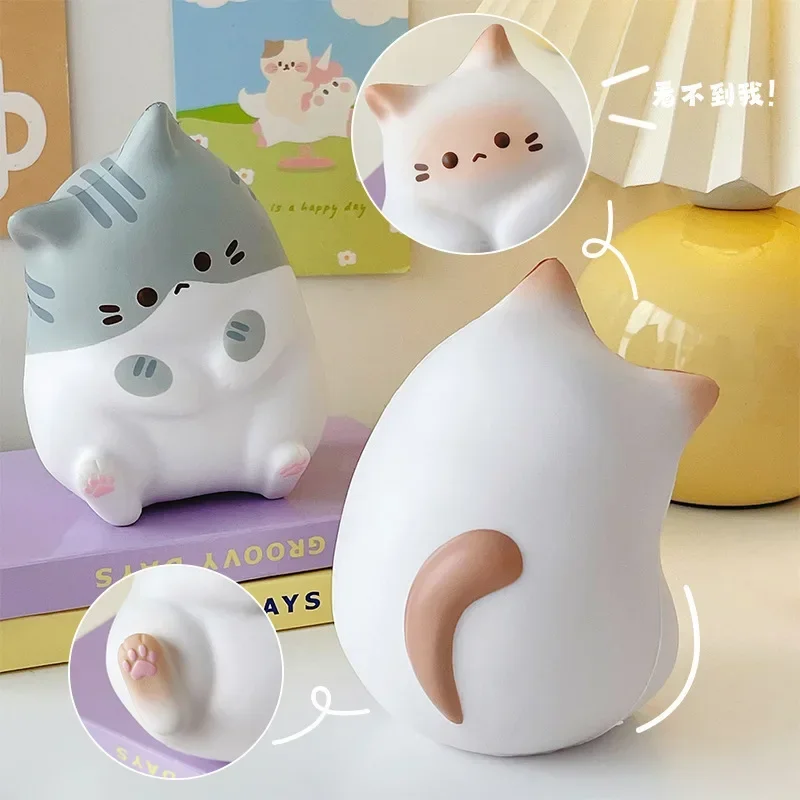Jouet Anti-Stress Chat Blanc – Balle Squeeze En TPR – Relaxation Et Décompression – Enfant, Adulte, Bureau