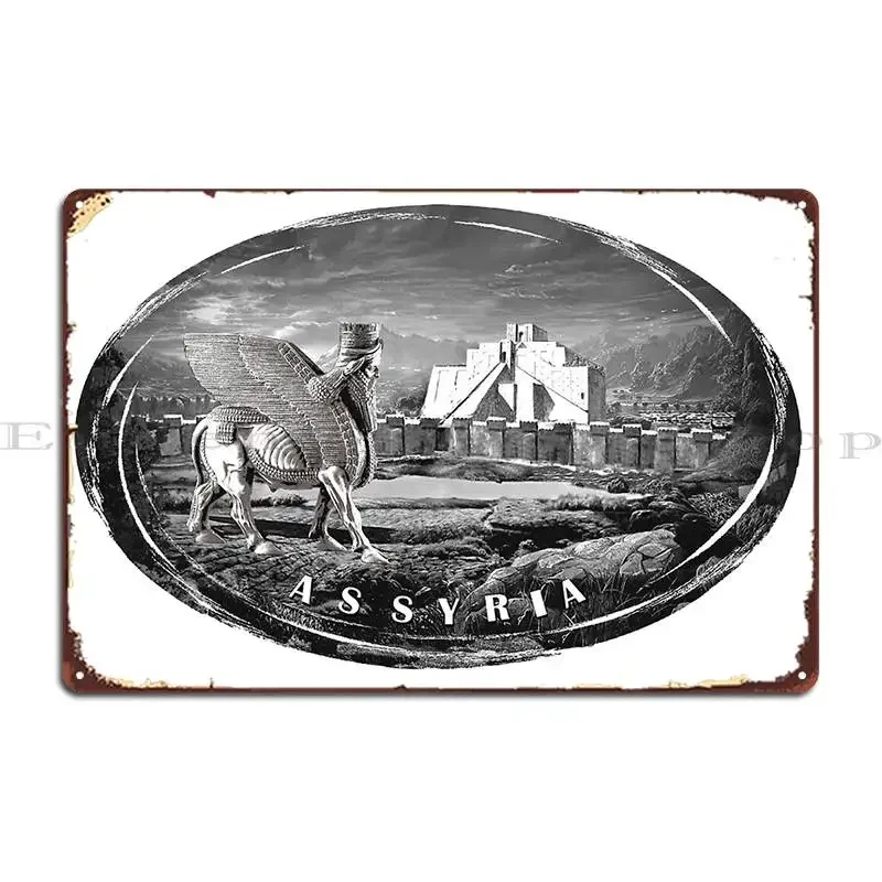 Assyrian Lamassu Metal Plaque Retro Club Wall Mural Personalized Design Pub Tin Sign Poster