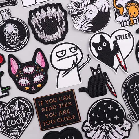 Punk Funny Patch Iron On Patches For Clothing Thermoadhesive Patches On Clothes Hippie Rock Biker Embroidery Patch Sewing Patch