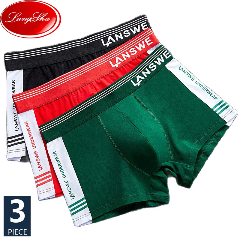 

LANGSHA 3Pcs/Set Pure Cotton Boxer Mens Underwear Breathable Men Underpants Male Pure Men Panties Shorts Soft Boxer Shorts