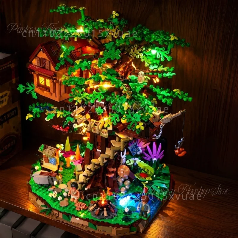 Retro House Series Building Blocks Explorer Treehouse Assembly Architectural Model Toy Street Scene Collection Decoration Gifts