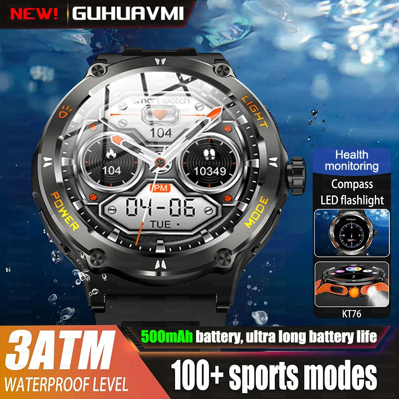 

For Xiaomi iOS New 3ATM Waterproof Outdoor Sports Smart Watch 1.53'' Compass Flashlight Bluetooth Talk 500Mah Battery Smartwatch