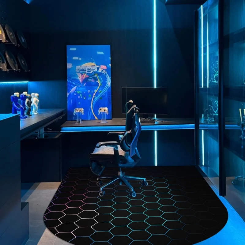 E-Sports Floor Mat Anti Slip Soundproof Solid Wood Protector Carpet for Gaming Room Home Office Computer Rolling Chair
