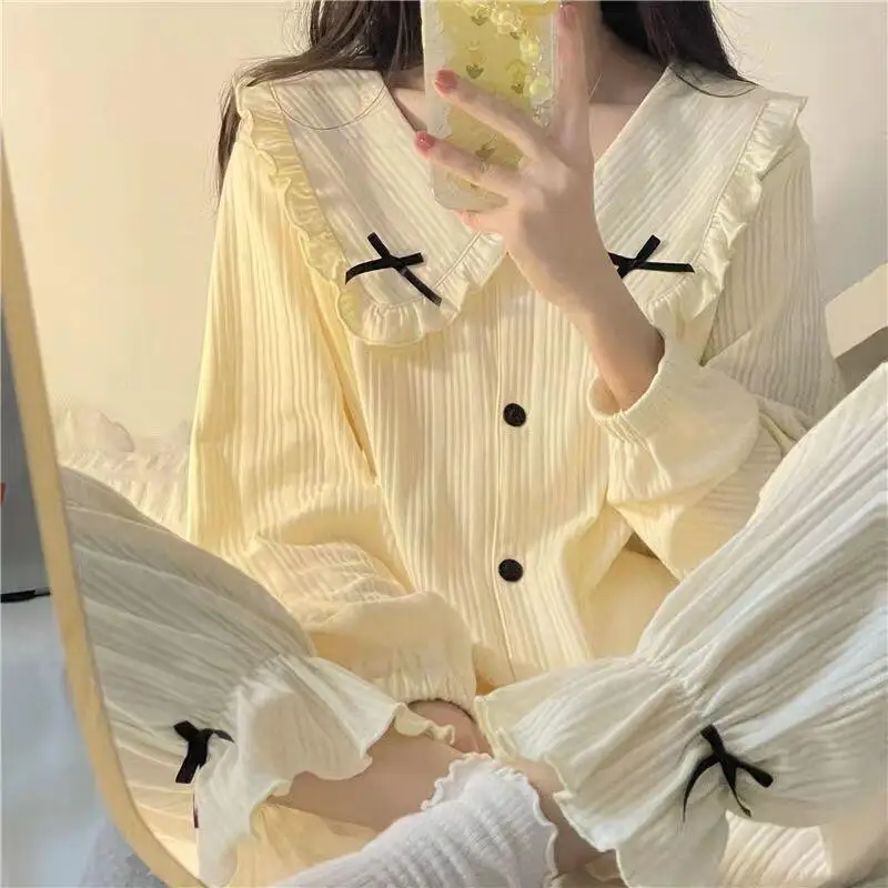 Pjs Set Peter Pan Collar Women's Pajama Set Women's Warm Winter Pajamas Fashionable Home Clothe Pajamas Cute and Soft Pajama Set