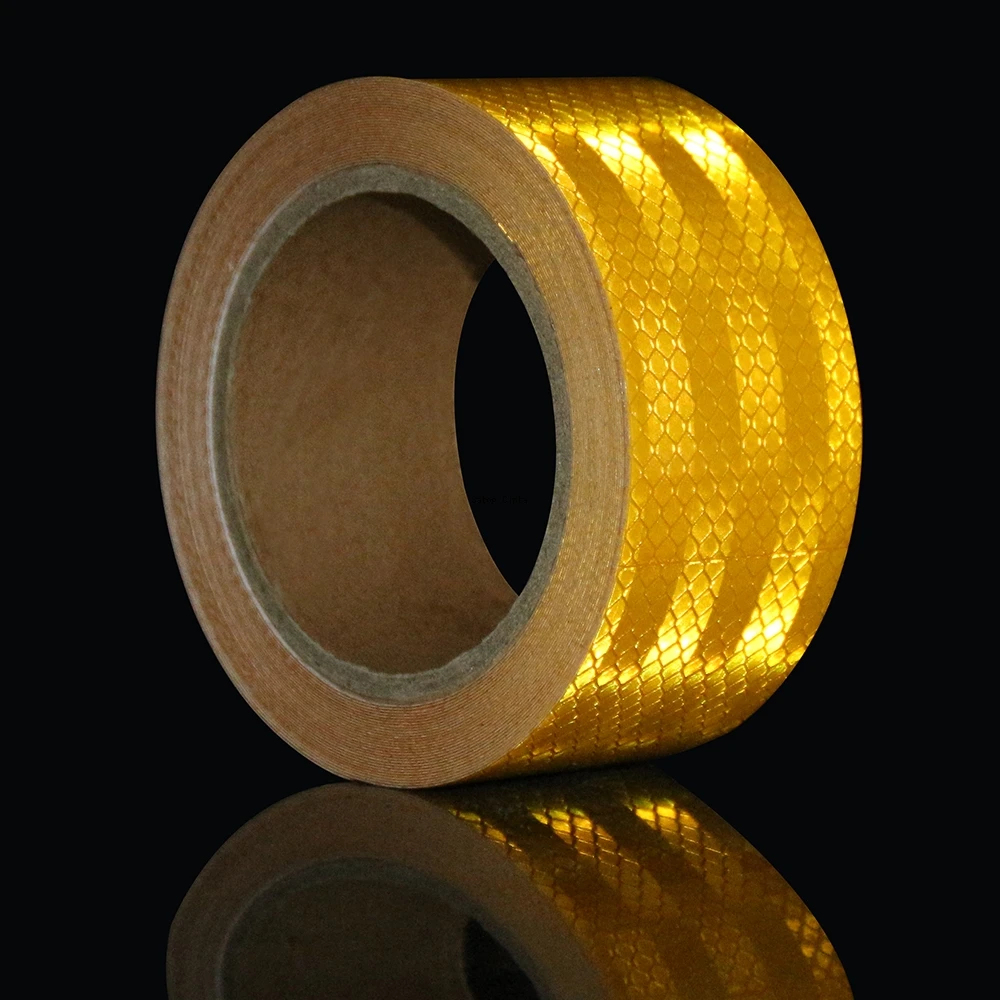 2Inch*16FT Yellow Reflective Prismatic Tape High Conspicuity Adhesive Retro Reflector Sticker Waterproof Strip For Truck Trailer