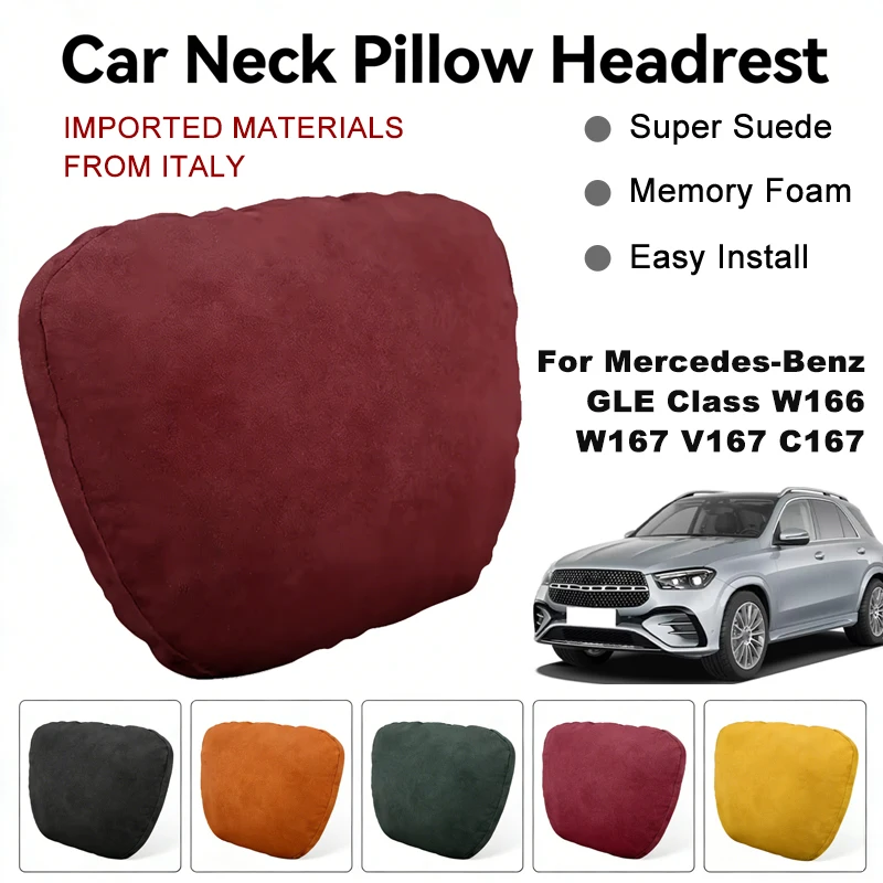 

Italy Suede Car Neck Rest Pillow For Benz GLE Class W166 W167 V167 C167 Seat Head Neck Support Cushion Auto Interior Accessories