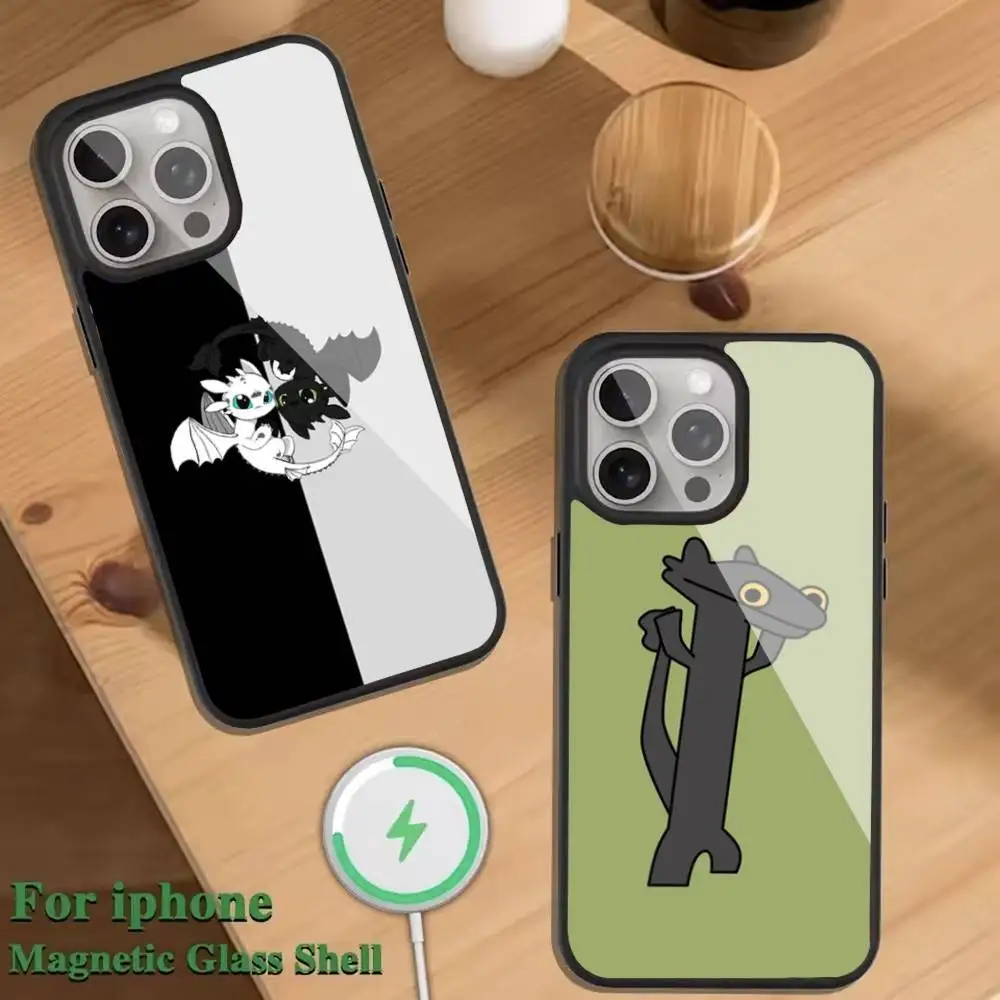 

T-Toothless funny Phone Case For Magnetic Wireless Charge Cover For iphone 16 15 14 13 12 11 Pro Max Plus Coque