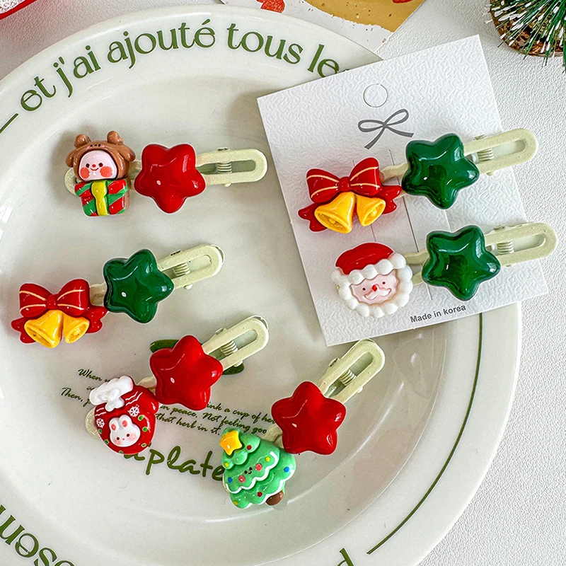 Cartoon Christmas Hairpin Cute Santa Claus Christmas Tree Star Side Bangs Clip Girls Headwear Hair Accessories New Year Gifts image 5