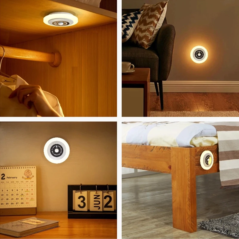 LED Smart Human Body Sensor Night Lamp Emergency Automatic Lighting USB Charging Wireless Magentic Suction Use Night Light