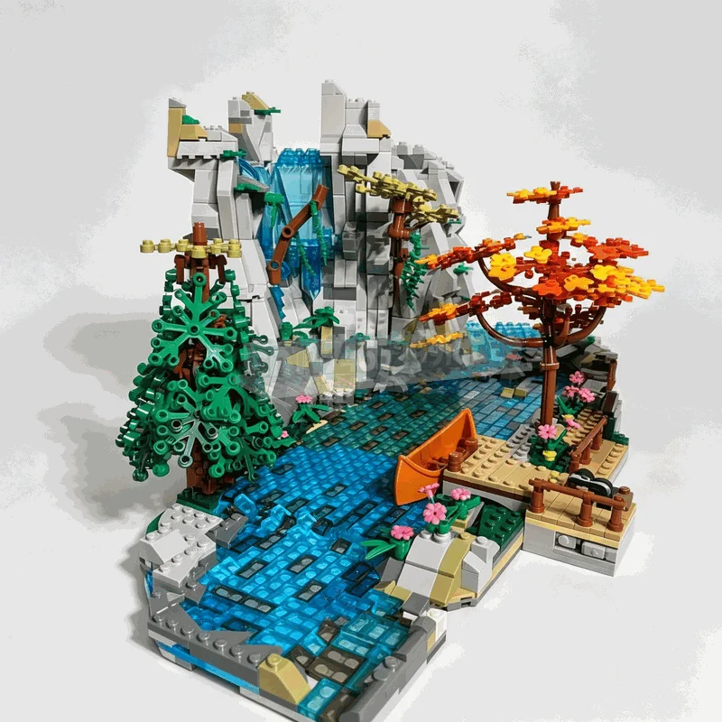 4502PCS Waterfall Landscape Extension Building Blocks Scenic Mountain River Model DIY Assembly Toy Collection Display Gift Toy