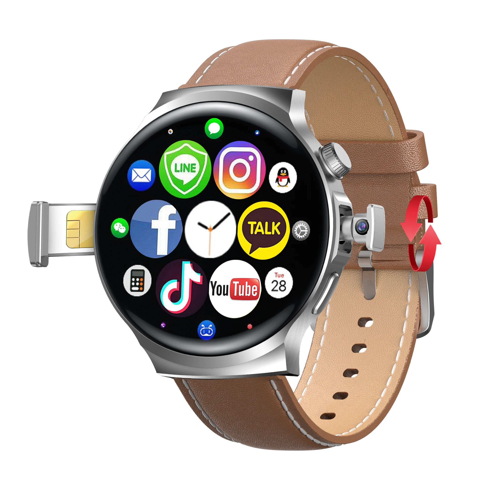 X16 4G Network SIM Card Smart Watch 1380mAh AMOLED Screen Support GPS WIFI Rugged 128GB ROM Ultra Memory Android Men Women Smar