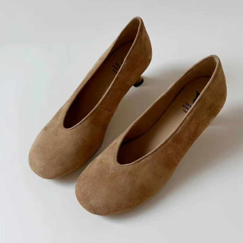 

High Heels Women's Shoes Fashion Dress Shoes New Designer Luxury Pumps 2025 Brand Suede Shallow Walking Elegant Zapatos De Mujer