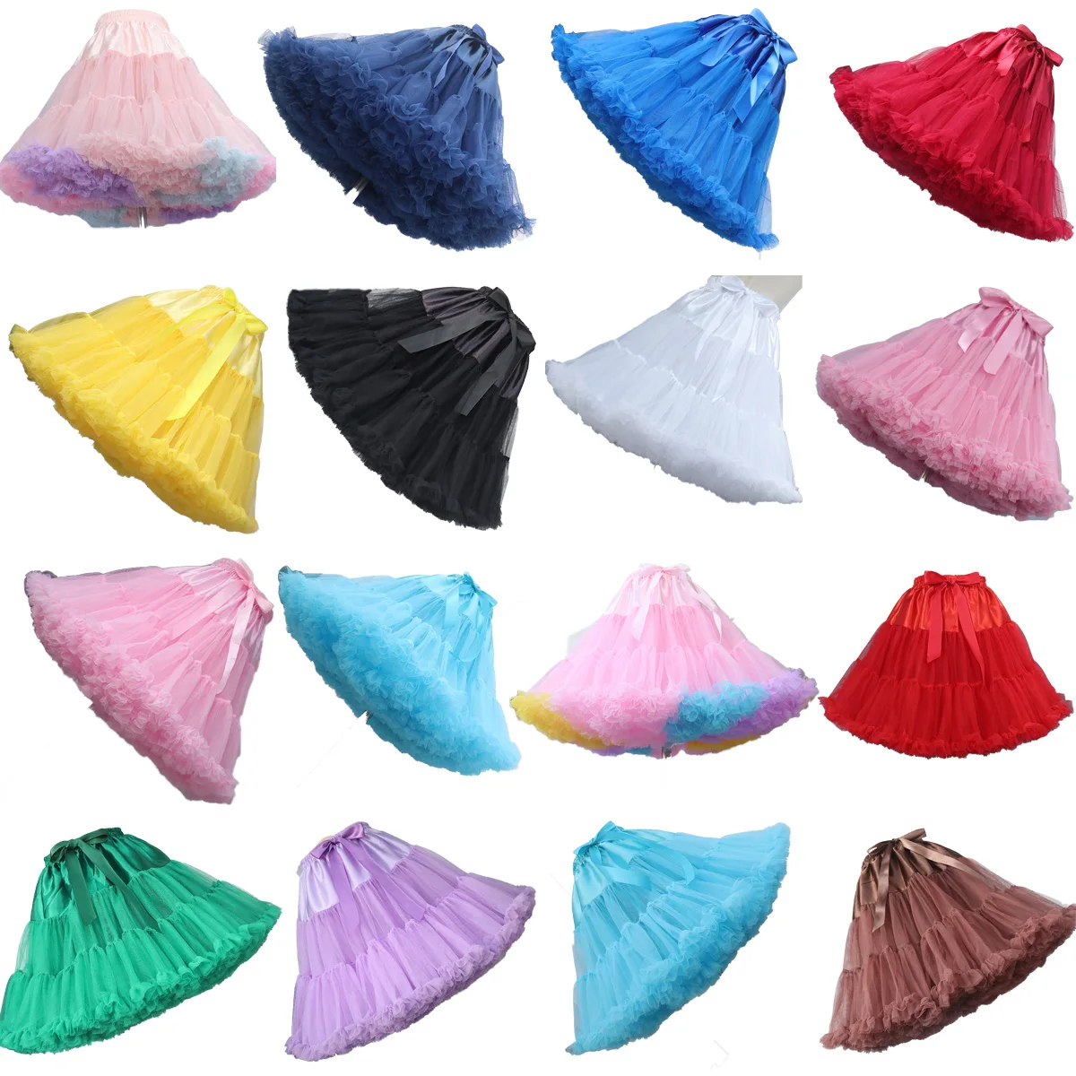 Enagua de tul hinchada de 40CM, enagua multicolor, Faldas de Lolita, falda tutú de malla de crinolina, Pettiskirts de baile de Ballet de princesa