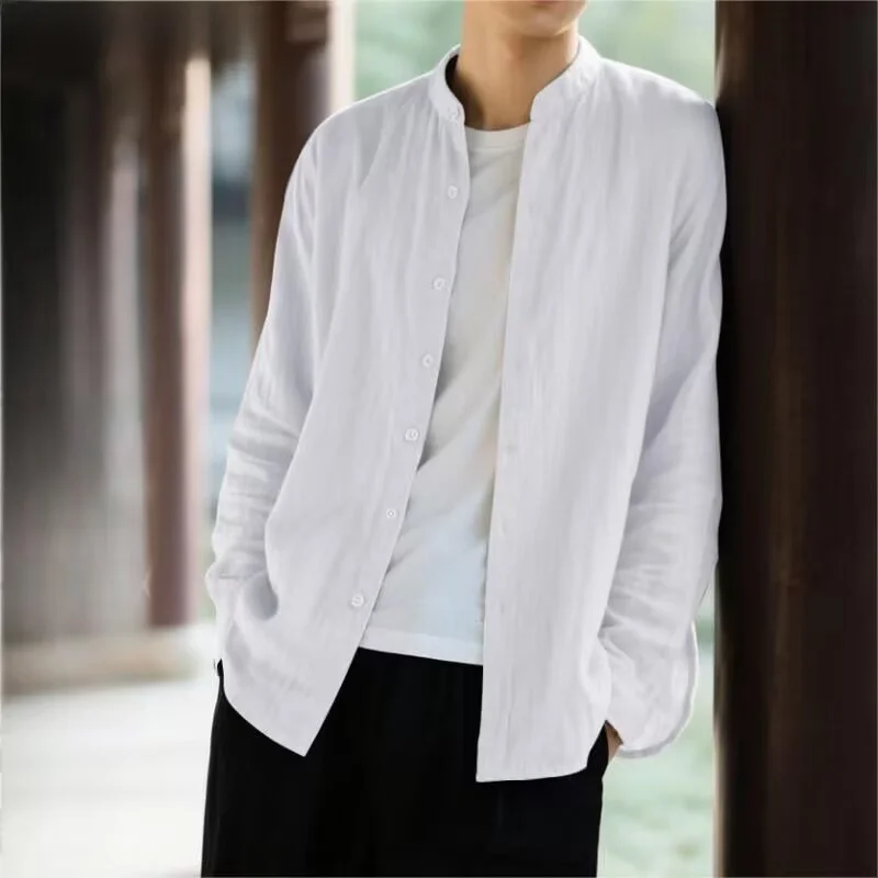 

Men's Long Sleeve Linen Shirt Thin Casual Versatile Summer New Chinese Style Top Male Fashionable Classic Pure Color Business...