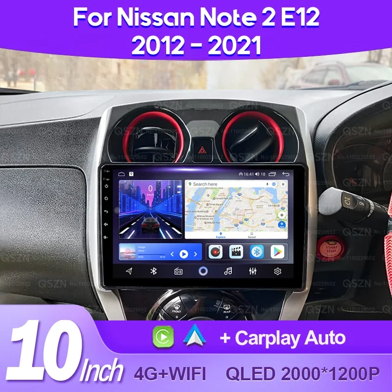 QSZN For Nissan Note 2 E12 2012 - 2021 Car Radio Android 13 Multimedia Video Player AI Voice CarPlay Auto Head Unit 4G WiFi GPS