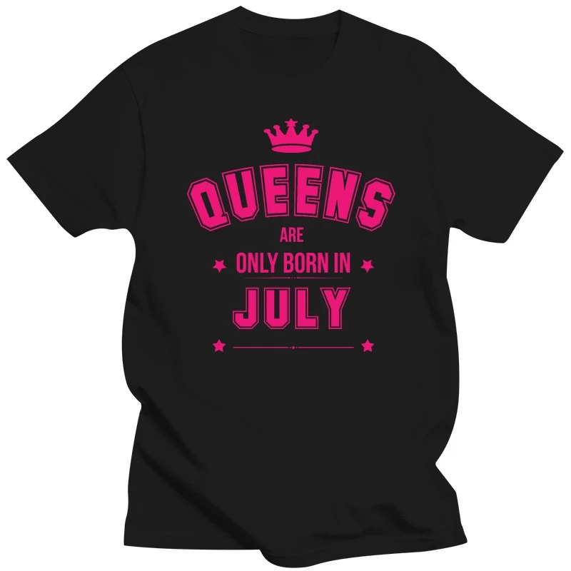 

Лидер продаж 2019, модная футболка с надписью «Queen Are Only Born In July», подарок на день рождения, забавная женская футболка с принцессой