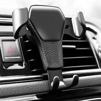 1 PC Universal Gravity Car Air Outlet Clip-On Leather Texture Mobile Phone Holder