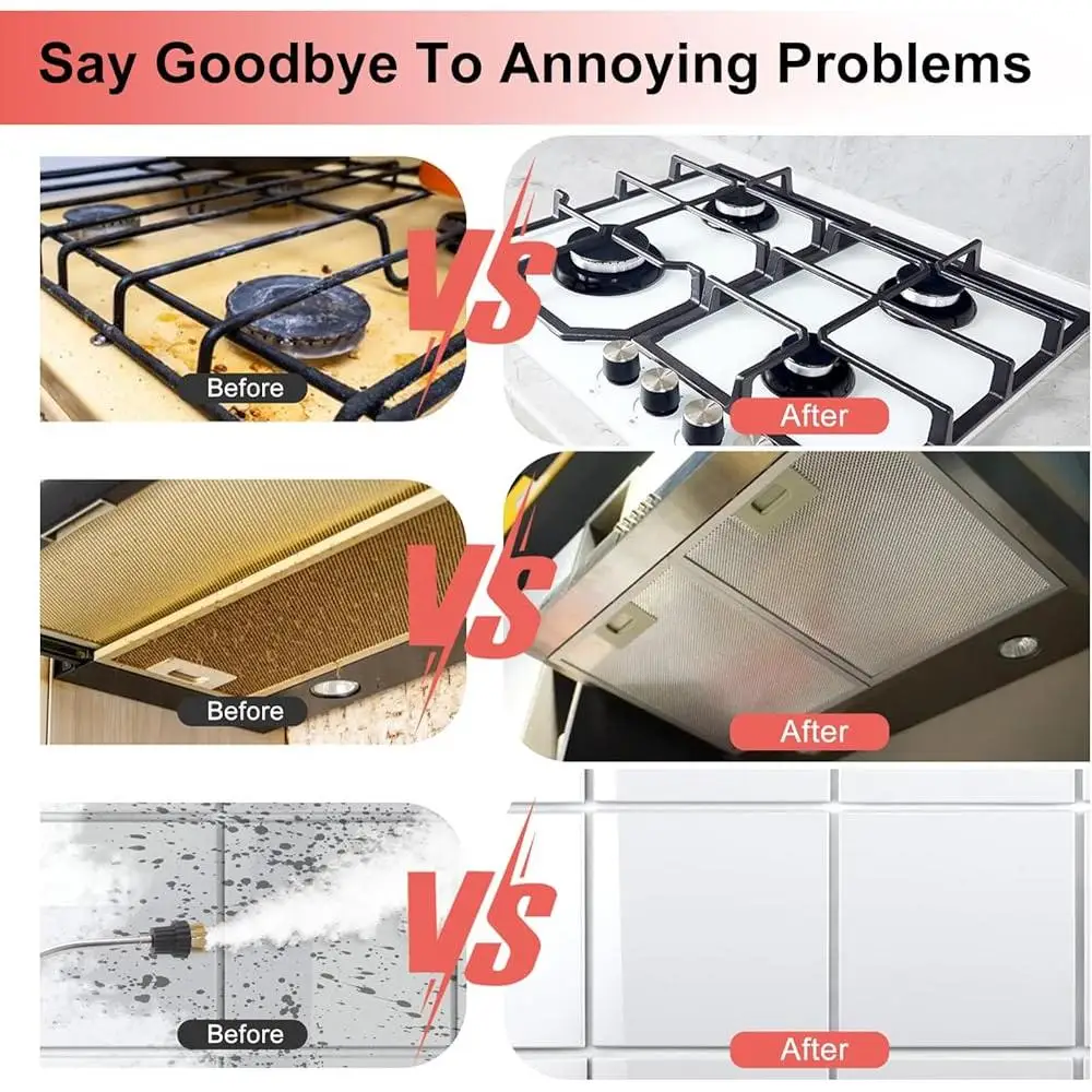 Пароочиститель высокого давления, ручной отпариватель с 6 скоростями, 3 насадками, портативная чистка дома, кухни и ванной комнаты