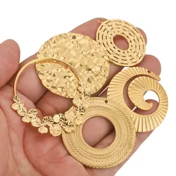 5pcs Stainless Steel Charms for Jewelry Connectors Large Circle Flower Ring Earrings Making Supplies for Diy Jewelry Findings