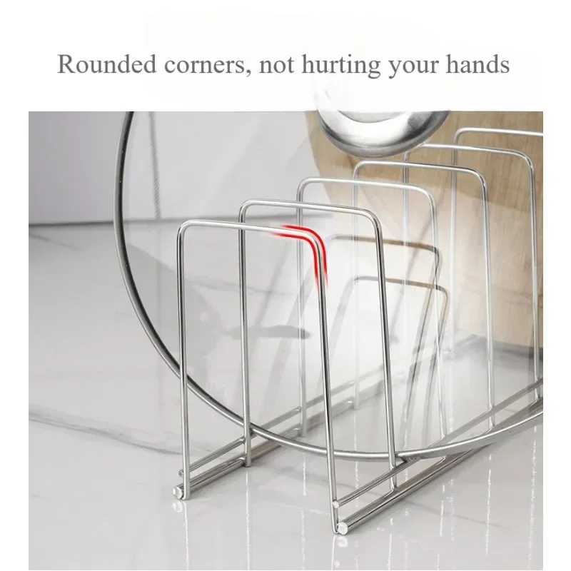 Kitchen Pot Lid, Bowl and Dish Sorting Rack, Stainless Steel Utensil Drain Rack, Household Space Saving Storage Rack
