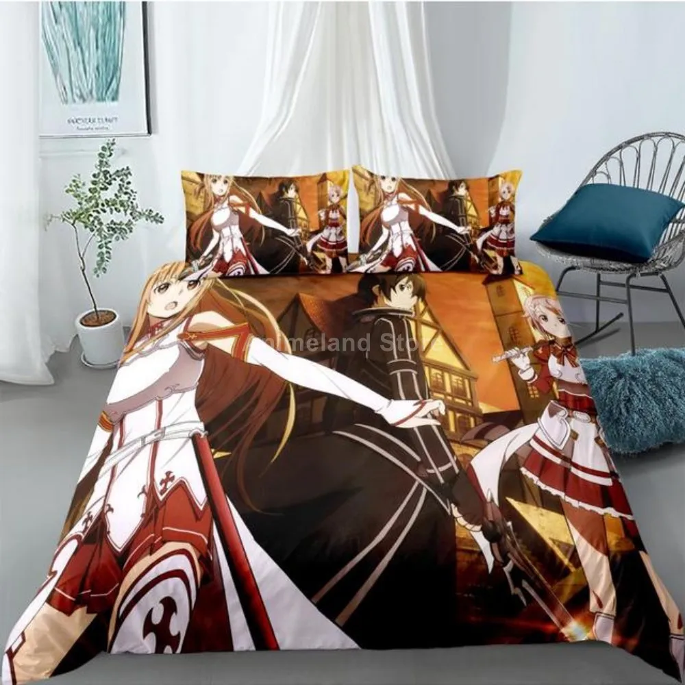 

Sword Art Online Bedding Set Anime Bed Linen Quilt Duvet Cover Sets Home Decor Twin Single Queen King Size Fashion Gift Cartoon