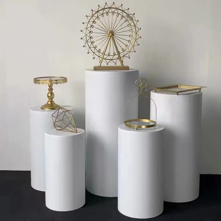 Cylinder Dessert Table Wedding Props Wedding Birthday Arrangement White Round Dessert Table Window Ornament Cake Rack
