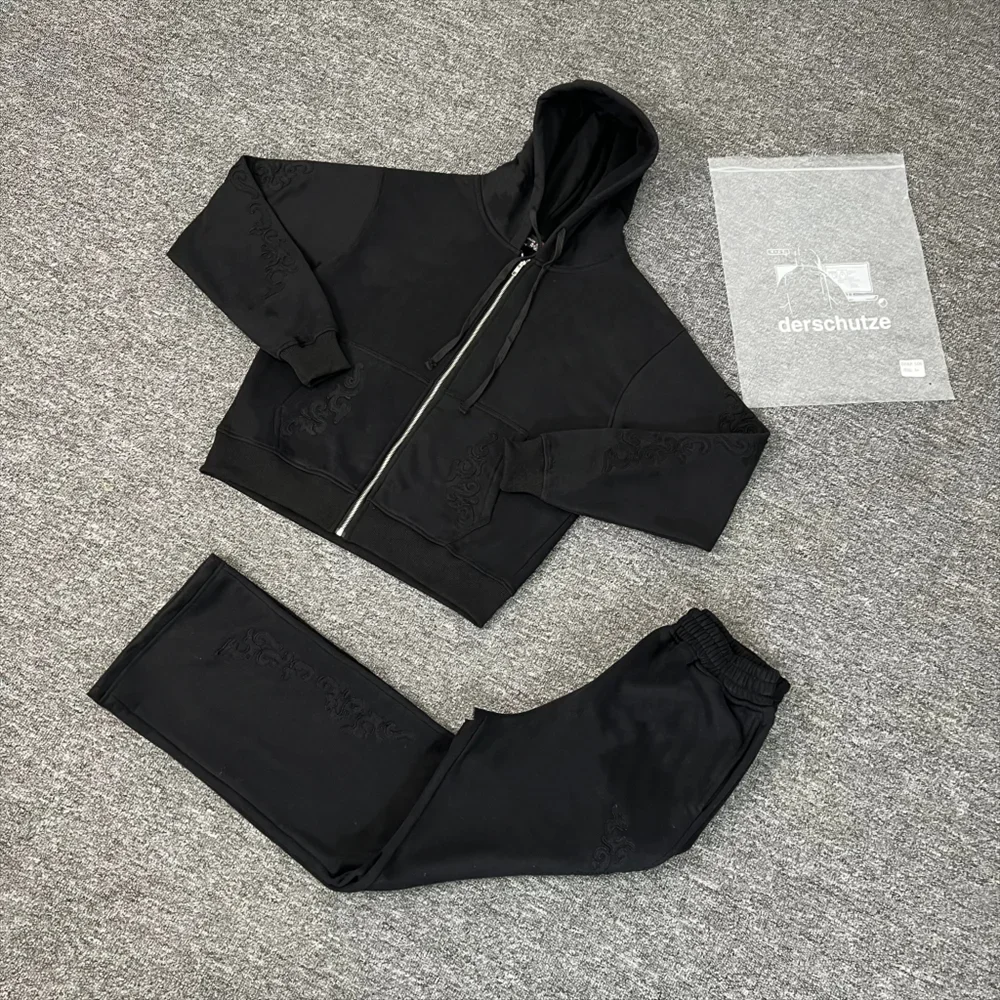 الشتاء Derschutze مقنعين قبعات رعاة البقر الغربية ركوب الخيل توتنهام المطرزة سترة الثقيلة النسيج البلوز الرجال النساء الأسود قلنسوة من القطن #3