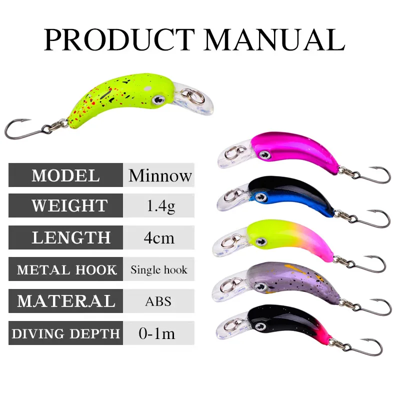 3Pcs 5pcs Floating Mini Minnow Fishing Lure 1.4g 4cm Vibration Wobblers Artificial Bait Single Crankbait Trout Pike Bass Tackle