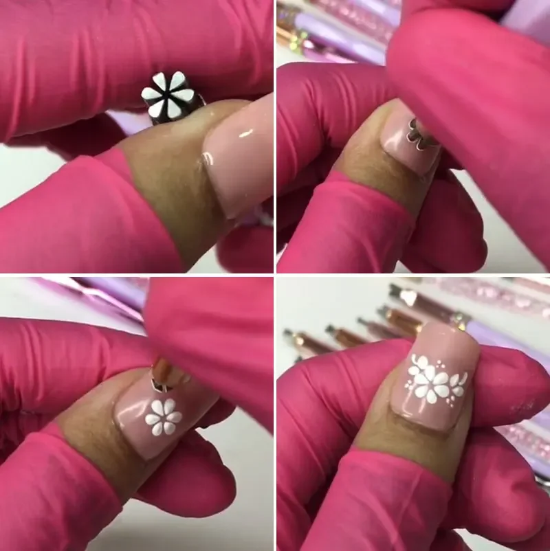 Nuova penna per timbri per Nail Art portatile ad asciugatura rapida Set di timbri per Nail Art timbro per incisione per unghie modello di cartone