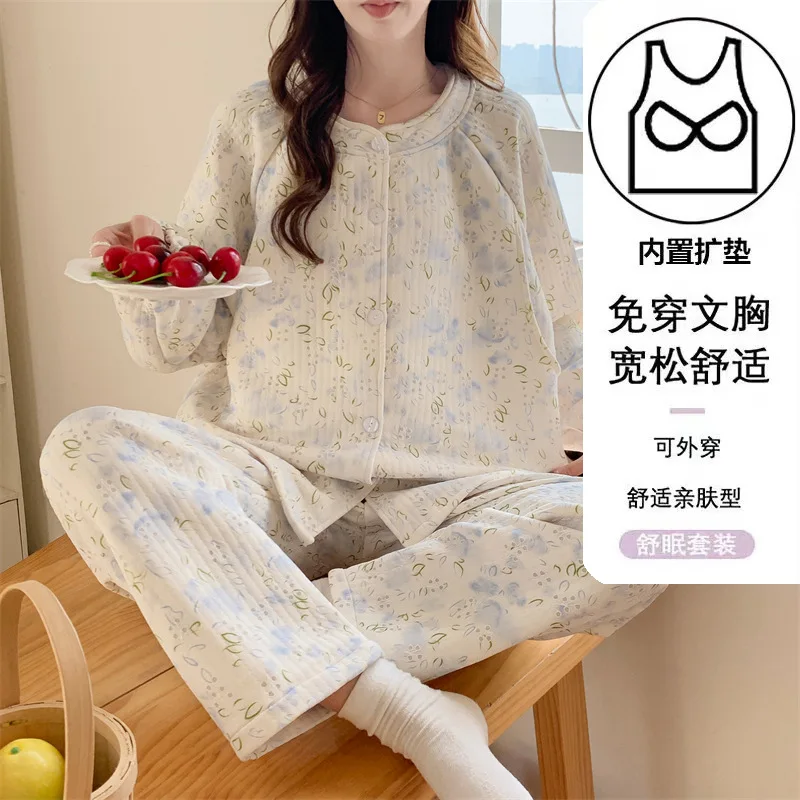 

Women's pajamas autumn winter keep warm new model Sleepwear thicken suit Cute Pajama Set homewear Long Sleeve Pajama Set