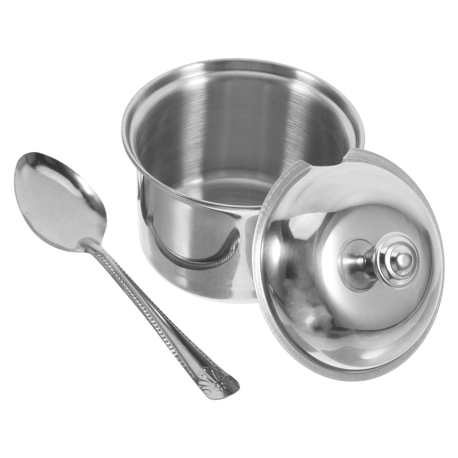 برطمان بهار من الفولاذ المقاوم للصدأ مع ملعقة وغطاء حاوية توابل محكمة الغلق لتخزين توابل المطبخ وعاء السكر مقاس M