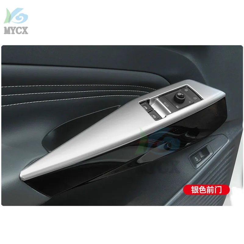 زجاج نافذة السيارة رفع التبديل غطاء أزرار ملصق الكسوة ل Volkswagen VW ID.4X ID.4 CROZZ 2021 2022 ABS ألياف الكربون الكروم #6