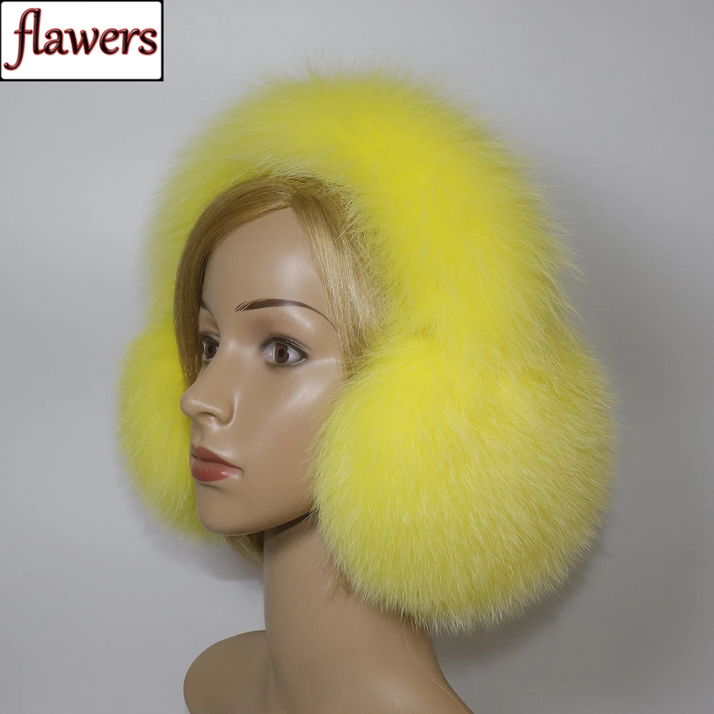 Earmuffs de pele de raposa real para mulheres, Earmuffs quentes, pele de guaxinim natural, lenços genuínos, regalos de orelha de pelúcia, inverno, novo