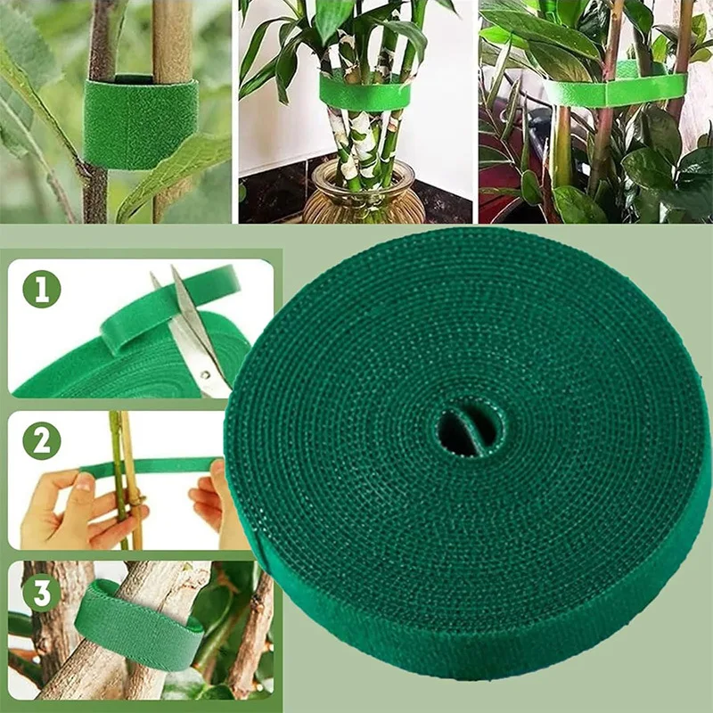 Nylon Plant Ties Plant Bandage Hook Tie Loop Reusable Green Garden Plant Bandage Cable Ties Self Adhesive Plant Fastener Tape