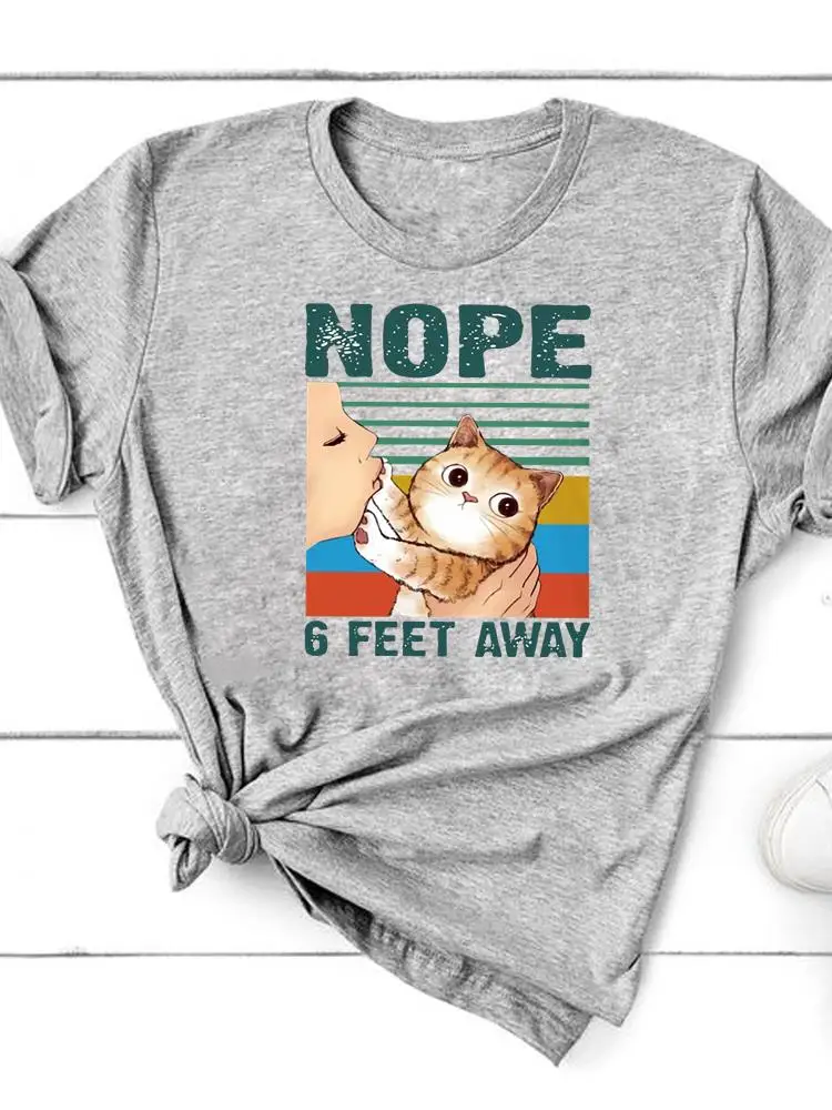 Graphic T-shirt Clothing Summer Top Fashion Cat Books Trend Cute Short Sleeve Women Print T Shirt Tee Basic Clothes
