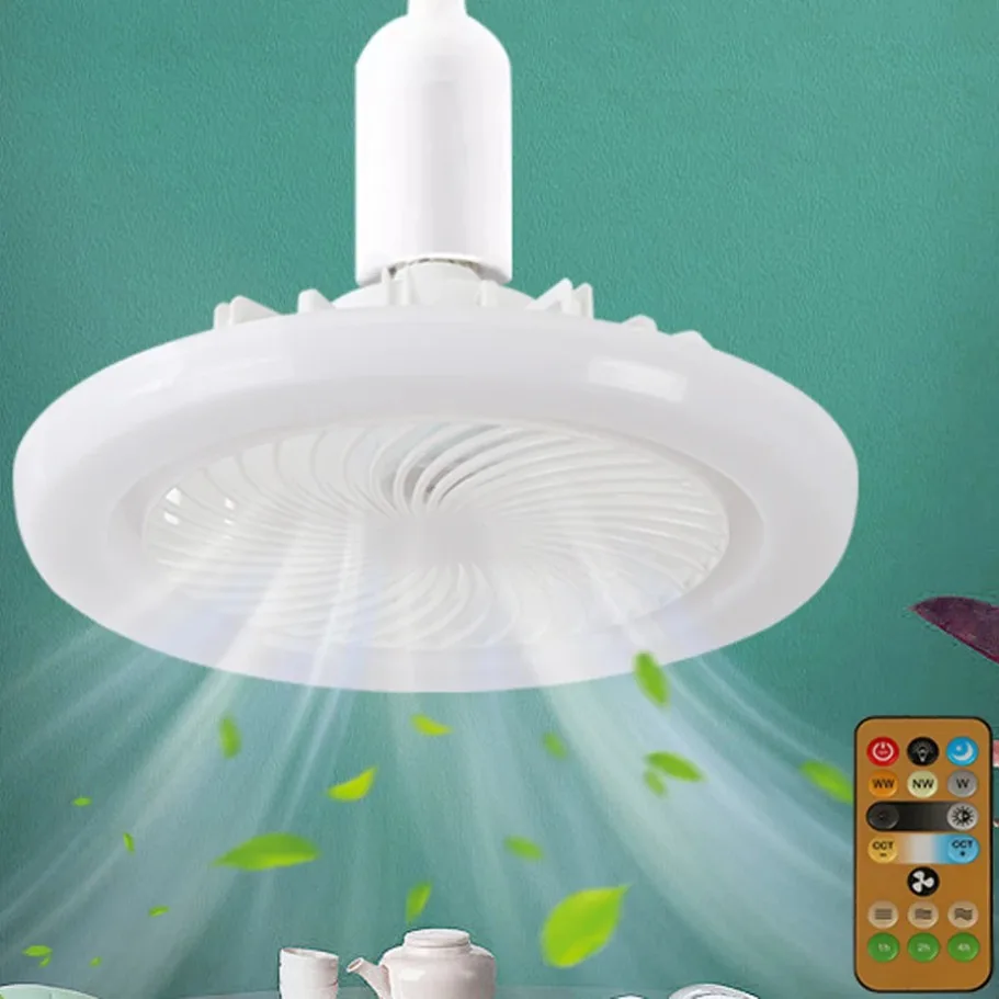 AC 85V-265V Ceiling Fan Lamp 30W With E27 Converter Base Silent 3 Speeds With Remote Control For Bedroom Living Home Lighting