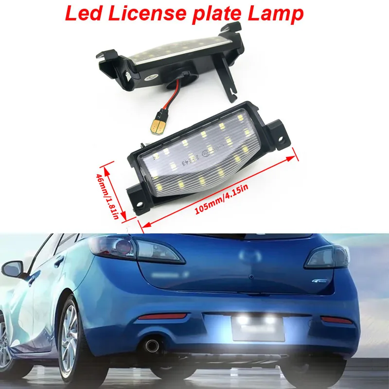 2Pcs Car LED License Plate Lights Rear Number Lamp For Mazda3 09-13 Mazda 2 11-13 Error Free Canbus 18smd White Auto Accessories