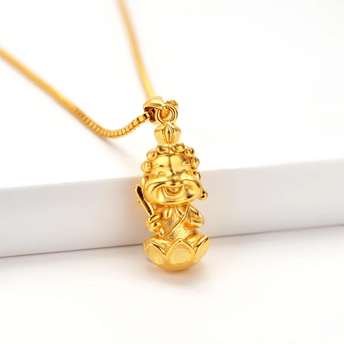 High quality AU999 gold necklace for men and women Buddha pendant 24K pure gold pendant real gold clavicle chain jewelry gift