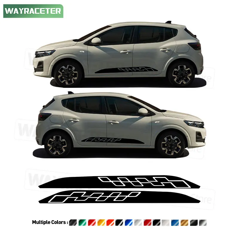 2 Pcs/Set Door Side Stripes Sticker Carbon Fiber Vinyl Decal For Dacia Sandero 3 Stepway 2026 MK3 2020+ 2025 2024 2023 2022 2021