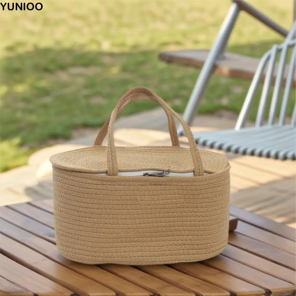 

Сумка для мамы из хлопковой нити, большая вместимость для хранения подгузников/игрушек, корзина для хранения подгузников, разделенная на отделения для покупок