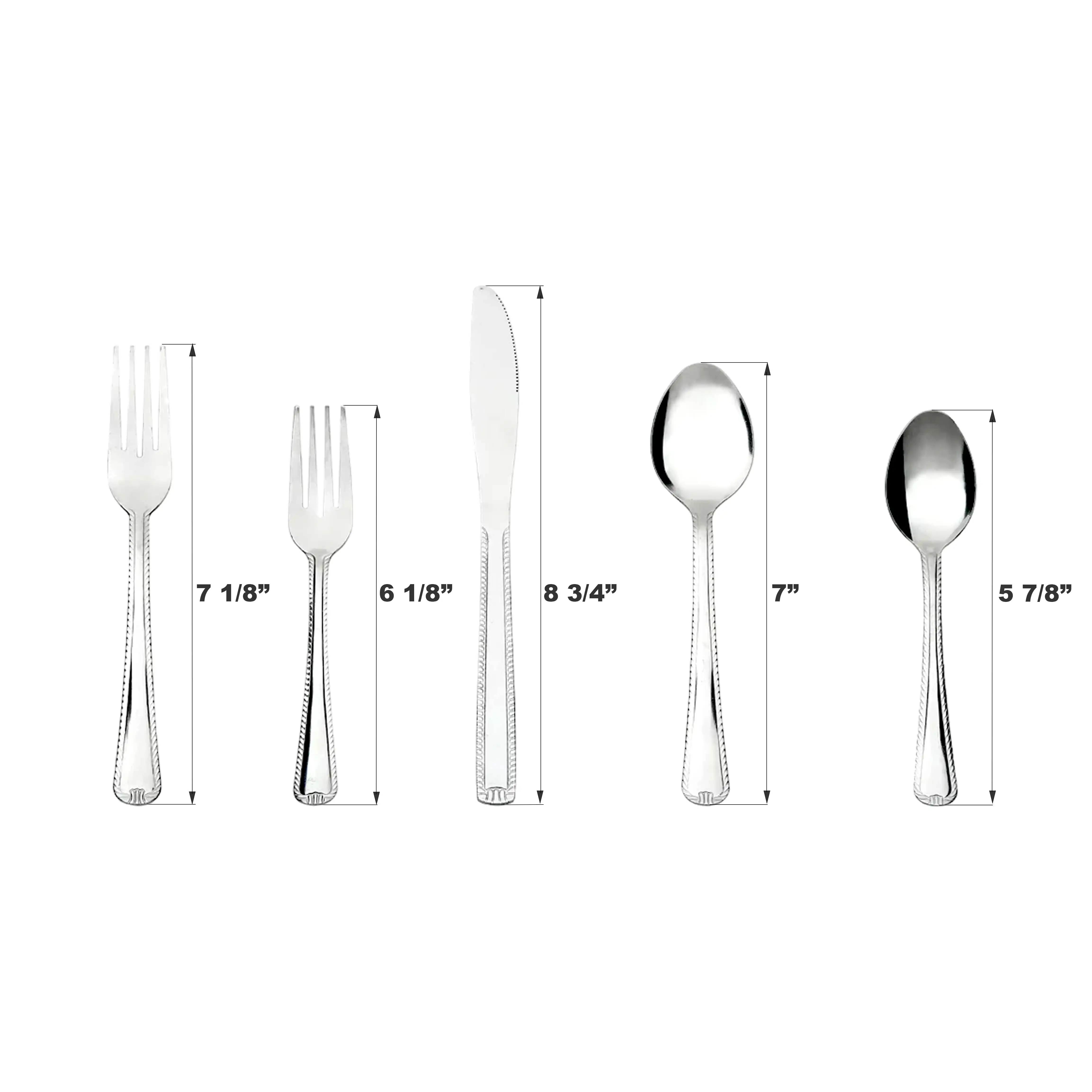 مجموعة أدوات المائدة الفضية المكونة من 49 قطعة من الدانتيل المقاوم للصدأ مع منظم صينية، خدمة لـ 8 3.11 رطل