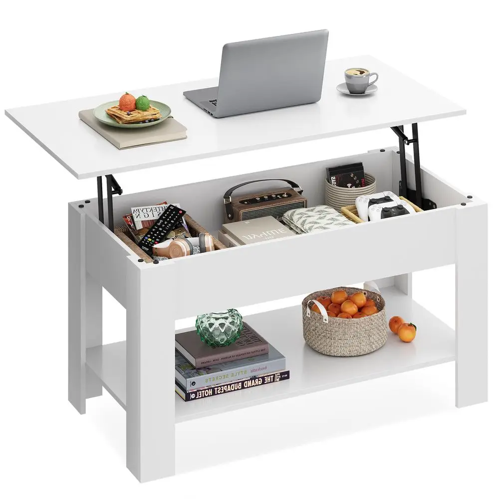 

Журнальный столик, 39-дюймовый журнальный столик с подъемной столешницей, скрытым отделением, полкой для хранения и подъемной крышкой для дома, гостиной, офиса и