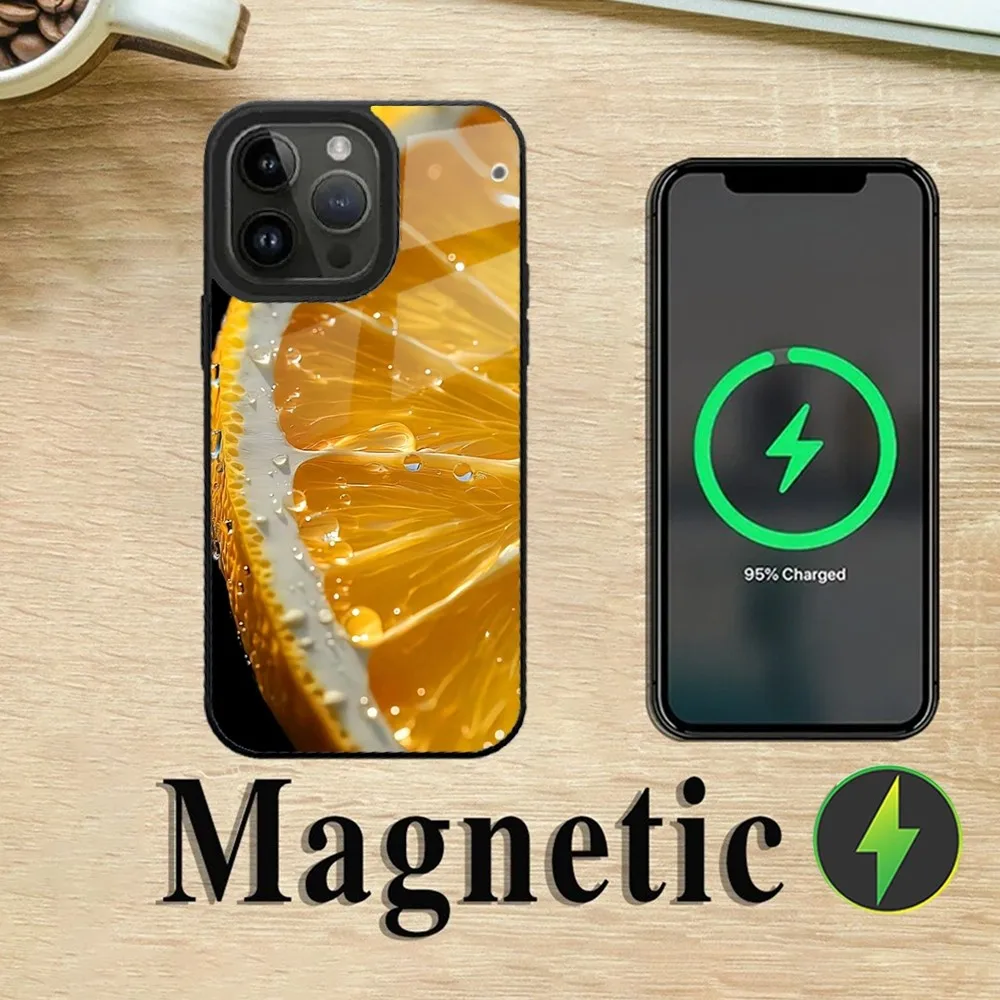 Fruit Lemon Phone Case For iPhone 16,15,14,13,12,11,Plus,Pro,Max Mini Magsafe Magnetic Wireless Charging