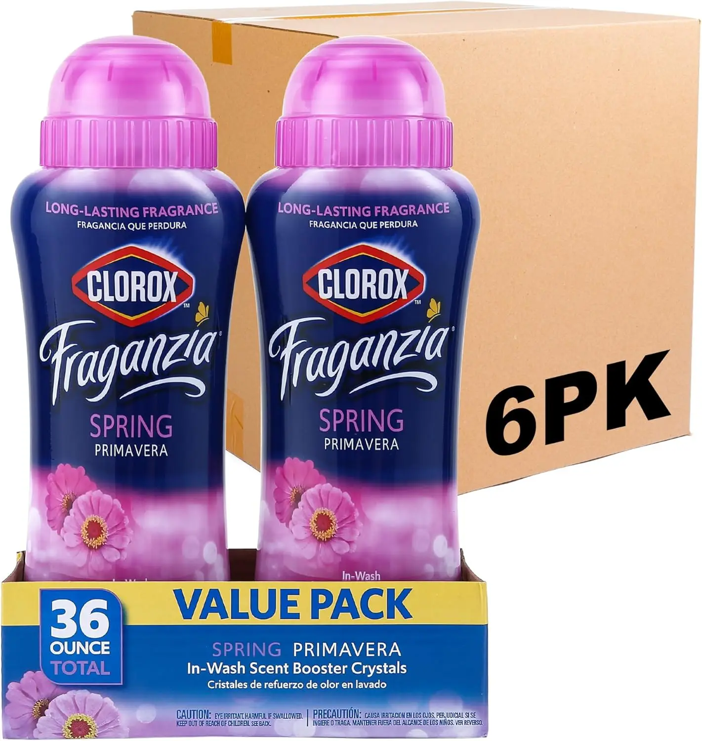 

Spring Scent Laundry Scent Booster Crystals - Fresh Clean Clothes & Linens, 6 Pack Twin 18 Oz