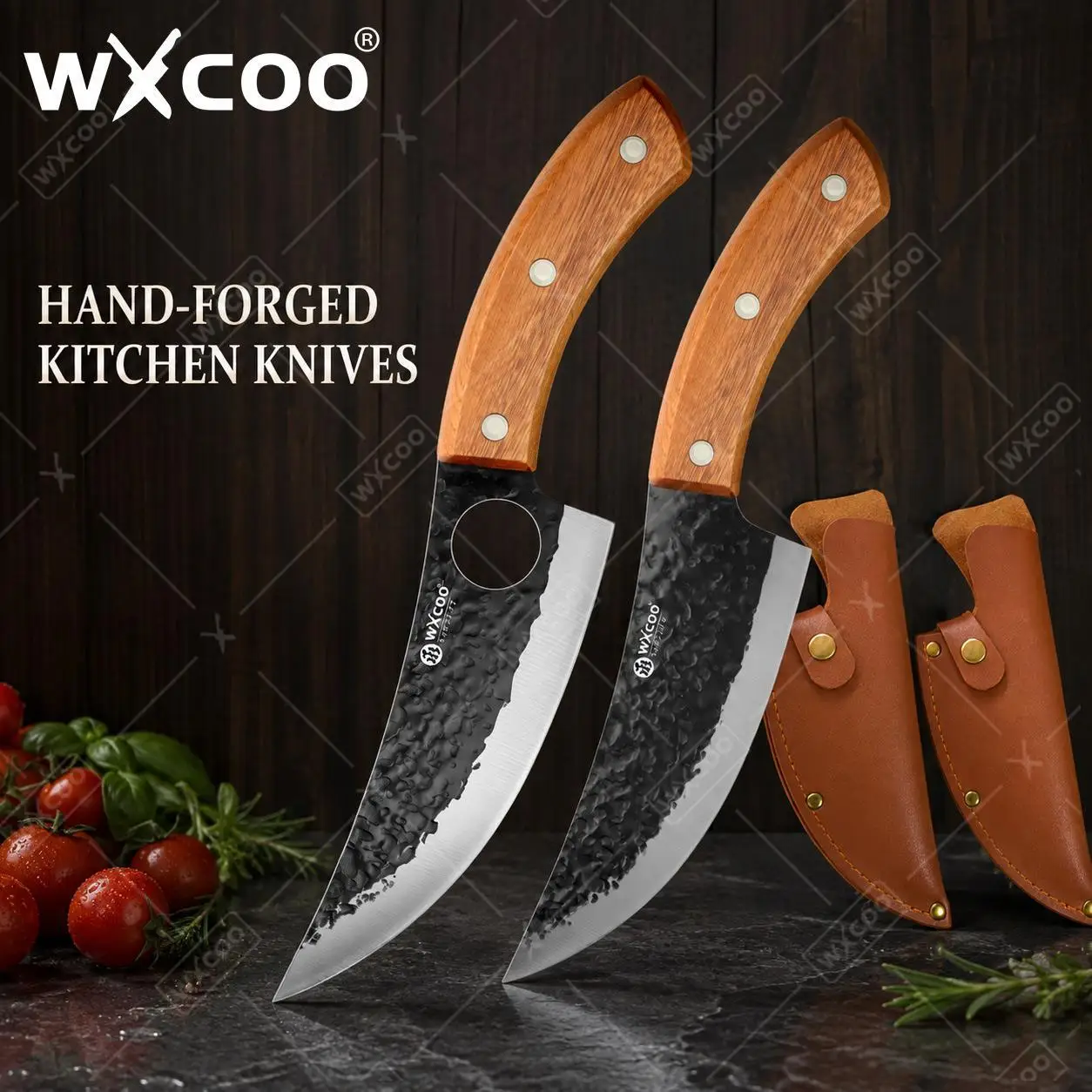 WXCOO Chef Knife Full Tang Hand Forged Butcher Knife Meat Cleaver for Cutting Meat Vegetables Kitchen Cooking Boning Knife