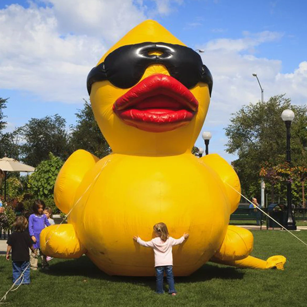 

wholesale Free ship 5m 16ftH beach decoration large inflatable duck giant animal model big rubber ducks for advertising