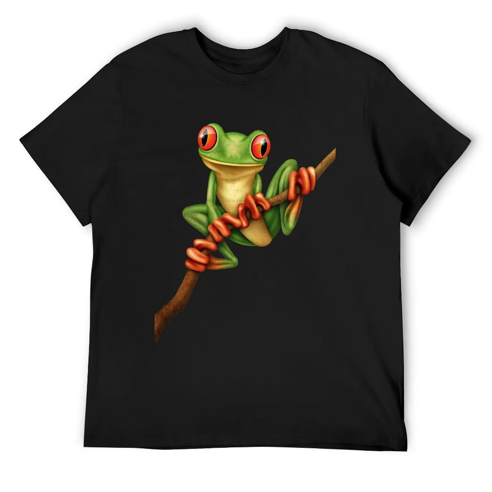 Cute Green Tree Frog on a Branch T-Shirt man clothes man t shirt mens t shirt